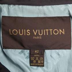 Louis Vuitton Blue Wool Button Front Cropped Jacket L