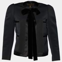 Pre Owned Louis Vuitton Black Wool Blend Bow Neck Jacket S
