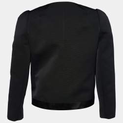 Pre Owned Louis Vuitton Black Wool Blend Bow Neck Jacket S