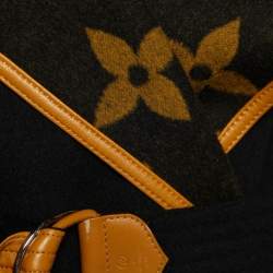 Louis Vuitton Black Wool Monogram Hooded Wrap Coat S