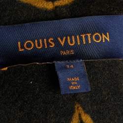 Louis Vuitton Black Wool Monogram Hooded Wrap Coat S