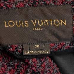 Pre Owned Louis Vuitton Maroon Tweed Zip Front Jacket S