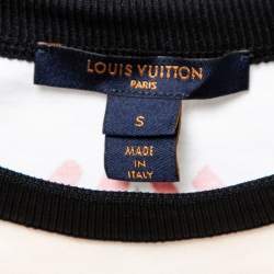 Pre Owned Louis Vuitton Cream Logo Print Cotton Crewneck T-Shirt S  