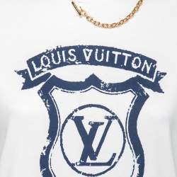 Louis Vuitton White Cotton Coat of Arms Print T-Shirt M