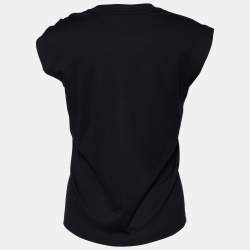 Louis Vuitton Black Cotton Buckle Shoulder Detail Oversized T-Shirt XS