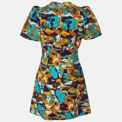 Pre Owned Louis Vuitton Multicolor Cotton & Linen Mini Dress M