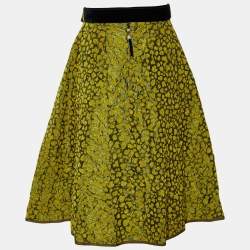 Louis Vuitton Yellow Metallic Devore Midi Skirt S
