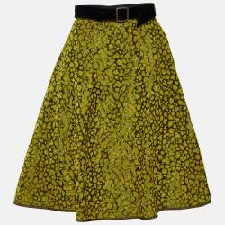Louis Vuitton Yellow Metallic Devore Midi Skirt S