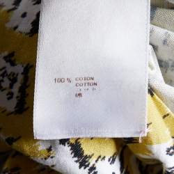 Pre Owned Louis Vuitton Yellow Monogram Printed Cotton Knit Ruched Mini Dress L