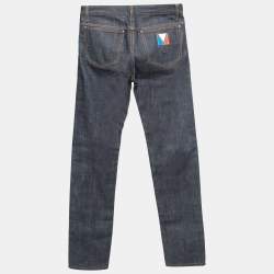 Pre Owned Louis Vuitton Dark Blue Denim Straight Leg Jeans M Waist 33"