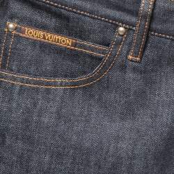 Pre Owned Louis Vuitton Dark Blue Denim Straight Leg Jeans M Waist 33"