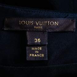Louis Vuitton Black Wool Crepe Gathered Neck Top S