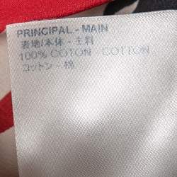 Louis Vuitton Black Printed Cotton & Silk Paneled Short Sleeve T-Shirt XS