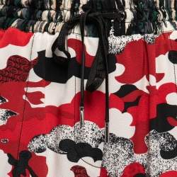 Louis Vuitton Red Camouflage Print Silk Elastic Waist Trousers S