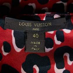 Louis Vuitton Red Leopard Printed Silk Shift Dress M