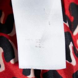 Louis Vuitton Red Leopard Printed Silk Shift Dress M