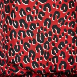 Louis Vuitton Red Leopard Printed Silk Shift Dress M