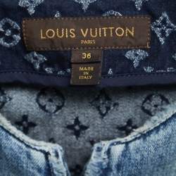 Louis Vuitton Blue Monogram Denim Zip-Up Dress S