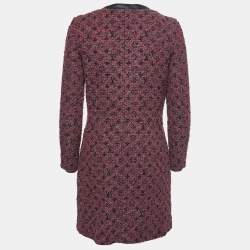 Pre Owned Louis Vuitton Burgundy Tweed Long Coat S