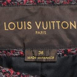 Pre Owned Louis Vuitton Burgundy Tweed Long Coat S