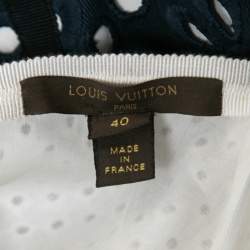 Louis Vuitton Navy Blue Floral Embroidered Cotton A-Line Skirt M