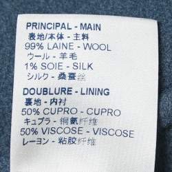 Pre Owned Louis Vuitton Dark Blue Wool & Silk Long Coat L