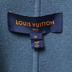 Pre Owned Louis Vuitton Dark Blue Wool & Silk Long Coat L