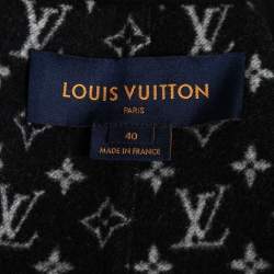 Pre Owned Louis Vuitton Black Wool Monogram Lined Trench Coat M