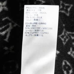 Pre Owned Louis Vuitton Black Wool Monogram Lined Trench Coat M