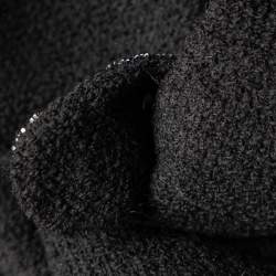 Pre Owned Louis Vuitton Black tweed Embellished Waist Detail Sleeveless Sheath Dress M