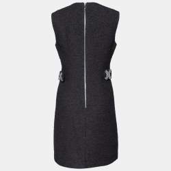 Pre Owned Louis Vuitton Black tweed Embellished Waist Detail Sleeveless Sheath Dress M