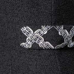 Pre Owned Louis Vuitton Black tweed Embellished Waist Detail Sleeveless Sheath Dress M