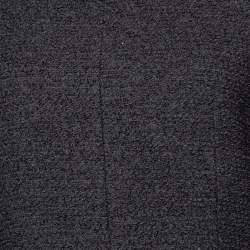 Pre Owned Louis Vuitton Black tweed Embellished Waist Detail Sleeveless Sheath Dress M