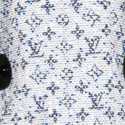Pre Owned Louis Vuitton White Monogram Tweed & Leather Trim Sheath Dress M