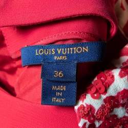 Louis Vuitton Pink Wool & Silk Embellished Detachable Collar Mini Dress S