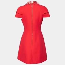 Louis Vuitton Pink Wool & Silk Embellished Detachable Collar Mini Dress S