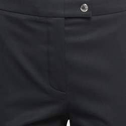 Louis Vuitton Black Crepe Wool Zip Detail Trousers M