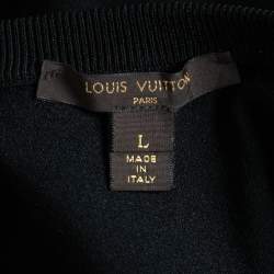 Pre Owned Louis Vuitton Black Knit & Leather Inset Sleeveless Dress L