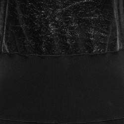 Pre Owned Louis Vuitton Black Knit & Leather Inset Sleeveless Dress L