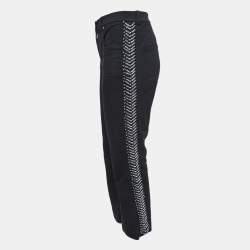 Louis Vuitton Black Denim Braided Stripe Detail Jeans M Waist 32"