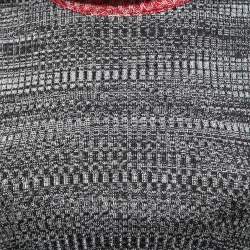 Louis Vuitton Grey/Red Patterned Knit Sleeveless Turtleneck Top XS