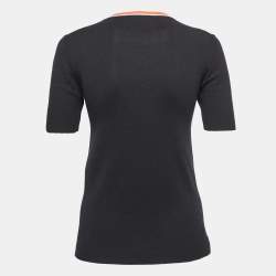 Pre Owned Louis Vuitton Black Cashmere & Silk Knit Embellished Top L