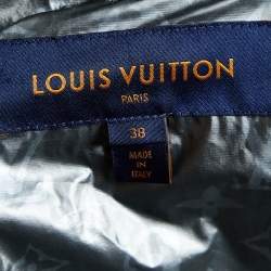 Louis Vuitton Metallic Grey Metallic Coated Modal Hooded Zip Front Jacket M