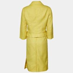 Louis Vuitton Yellow Tweed Blazer & Skirt Set M