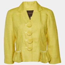 Louis Vuitton Yellow Tweed Blazer & Skirt Set M