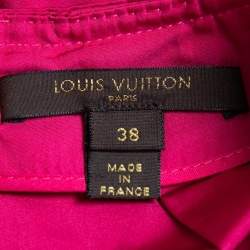 Louis Vuitton Pink Coated Silk Bow Detailed Elasticized Waist Top M
