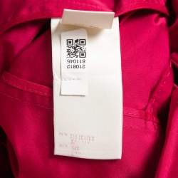 Louis Vuitton Pink Coated Silk Bow Detailed Elasticized Waist Top M