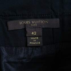 Pre Owned Louis Vuitton Black Coated Silk Pleated Knee Length Skirt L