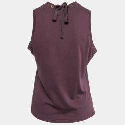 Louis Vuitton Purple Cotton Neck Charm Detail Tank Top L