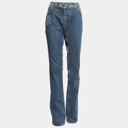 Louis Vuitton Blue Monogram Denim Straight Leg Jeans L Waist 34"